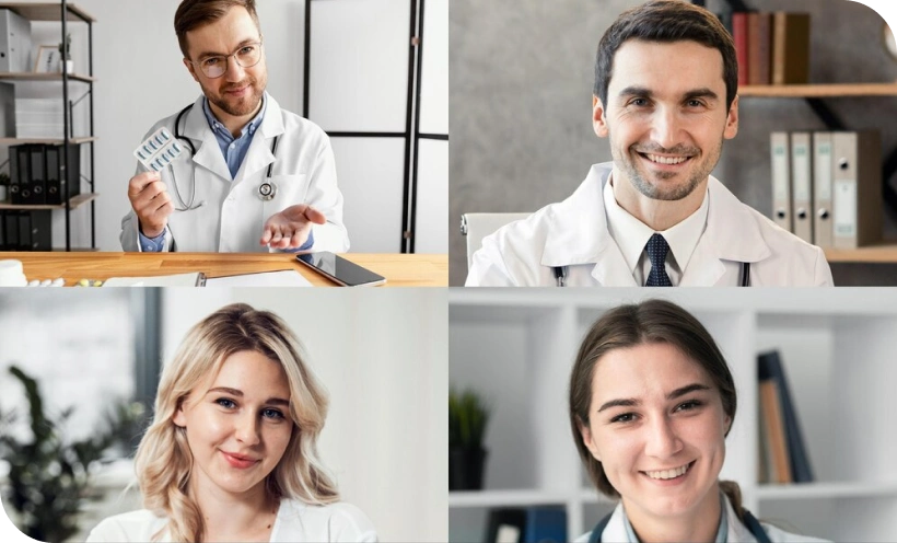 doctors and patients on a conference call