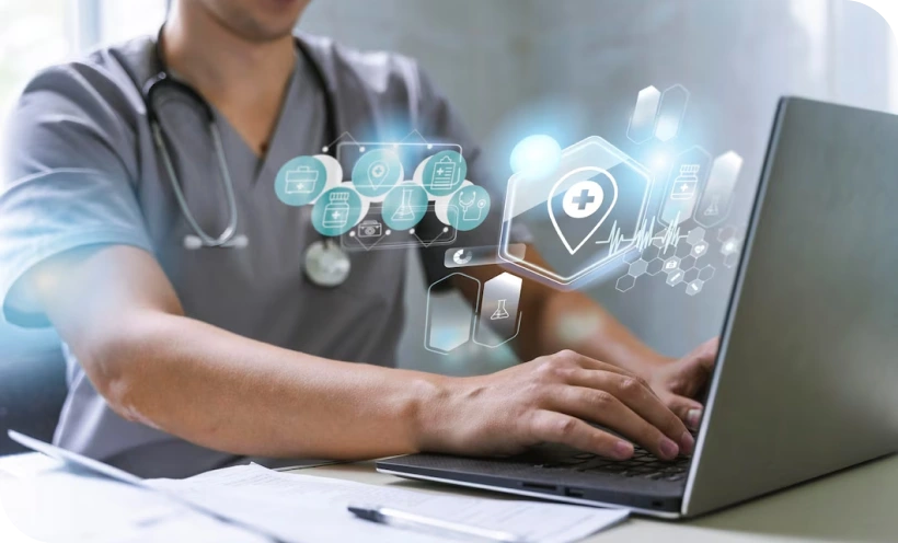 health professional entering patient data on laptop health professional entering patient data on laptop